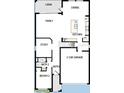 First-floor layout featuring a kitchen, dining, and Gathering area, alongside a study, bedroom, and garage at 10649 Crescent Creek Xing, Parrish, FL 34219