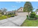 Spacious driveway leading to a single-story home with a well-maintained yard at 3215 Banyan Hill Ln, Land O Lakes, FL 34639