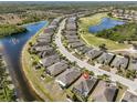 Aerial view of home in an attractive community with waterways and a golf course at 1647 Emerald Dunes Dr, Sun City Center, FL 33573