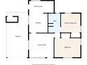 Home floorplan showing the arrangement of rooms, including the living room, kitchen, bathroom, and primary bedroom at 1908 E Mcberry St, Tampa, FL 33610