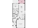 Detailed first floor floorplan featuring primary suite, kitchen, dining room, great room and 2 car garage at 740 Steel Dr, Apollo Beach, FL 33572