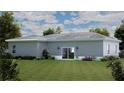 A spacious backyard with a sliding glass door and lush landscaping at 4503 Opel Ter, Port Charlotte, FL 33981