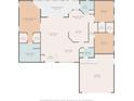Colorful floor plan provides layout with room dimensions at 8437 Indies Dr, Hudson, FL 34667