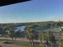 Screened in view of a lake with palm trees and a clear blue sky at 9860 62Nd N Ter # 1036, St Petersburg, FL 33708