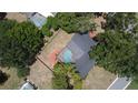 Aerial view showcasing a fenced backyard and swimming pool at 2715 Willow Oaks Dr, Valrico, FL 33594