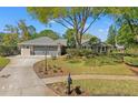 Beautifully landscaped front yard showcasing a well-maintained home with an attached two-car garage at 20315 Mid Ct, Lutz, FL 33558