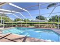 Relaxing screened-in pool area features a clear blue pool and a brick paver surround for outdoor enjoyment at 4904 Breyer Wood Ct, Valrico, FL 33596