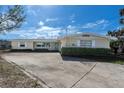Inviting single-story home featuring a well-manicured lawn and ample parking space at 1863 Venetian Point Dr, Clearwater, FL 33755