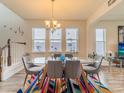 Bright dining room featuring modern decor, stylish furnishings, and view to Living Room at 28923 Lucero Ln, Wesley Chapel, FL 33543