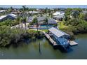 Waterfront property with a private boat dock, screened pool area, and beautiful landscaping at 6614 Blackfin Way, Apollo Beach, FL 33572