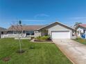 Charming single-story home with a well-manicured lawn, mature landscaping, and an attached two-car garage at 5208 Denver Ne St, St Petersburg, FL 33703