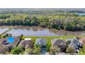 Aerial view of home on a large lot backing to a pond and protected wetlands at 10818 Breaking Rocks Dr, Tampa, FL 33647