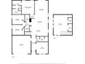 Detailed floor plan showcasing the layout of the home, including dimensions and room names at 1571 Montgomery Bell Rd, Wesley Chapel, FL 33543