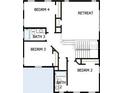 Second floor home plan featuring 3 bedrooms, 2 bathrooms, and retreat at 2301 Burlington Ave, St Petersburg, FL 33713