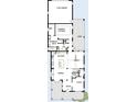 First floor home plan featuring a 2 car garage, lanai, owner's retreat, kitchen, dining, study and entry at 2301 Burlington Ave, St Petersburg, FL 33713
