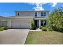Charming two-story home featuring a well-maintained lawn, a two car garage, and inviting front porch at 14153 Arbor Pines Dr, Riverview, FL 33579