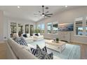 Comfortable living room featuring stylish decor, large windows overlooking the waterfront, and plenty of seating at 714 Bayshore Dr, Tarpon Springs, FL 34689