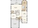 First floor of a home featuring a study, 2-car garage, flex room, great room, dining area, and casual dining area at 1714 Trailhead Ln, Zephyrhills, FL 33541