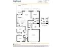 Detailed floor plan showcasing the layout of this 3-bedroom, 2-bath home with an open-concept living area at 447 Trafalgar Ln, Spring Hill, FL 34606