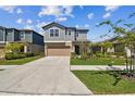 Beautiful two-story home featuring a well-maintained lawn and a spacious driveway at 22287 Storybook Cabin Way, Land O Lakes, FL 34637