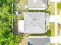 Birds eye view of a home with a spacious backyard, roof and mature trees in a Gathering-friendly neighborhood at 626 Diamond Ridge Rd, Seffner, FL 33584