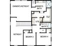 Detailed floor plan of the second floor featuring the owner's retreat, bedrooms, and bathrooms at 5011 21St N Ave, St Petersburg, FL 33710