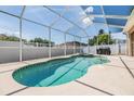 Beautiful screened-in pool with a connected spa, perfect for relaxing and entertaining guests at 12519 Safari Ln, Riverview, FL 33579