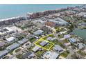 Aerial shot of property location to the beach, surrounded by a vibrant coastal community at 16315 2Nd E St, Redington Beach, FL 33708
