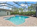 Backyard pool with an attached jacuzzi tub surrounded by brick pavers and a screened in patio at 10007 Hazelnut Ct, Tampa, FL 33647