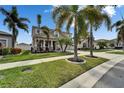A street view of the home showing well-maintained lawns and landscaping at 13113 Rain Lily Dr, Riverview, FL 33579