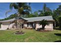Single-story home featuring lush green lawn and mature landscaping at 3189 Roxmere Dr, Palm Harbor, FL 34685