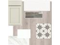 Image showcasing selected interior finishes including cabinet door, countertops, floor tiles, and marble slab at 11884 Richmond Trl, Parrish, FL 34219