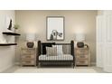 Bedroom showcasing a black crib, whimsical art, and complementary decor at 11887 Brae Way, Dade City, FL 33525