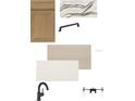 Interior design selections for a kitchen with wood cabinets and black hardware at 18057 Foxtail Loop, Venice, FL 34293
