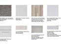 This image shows material palettes of flooring, countertops, cabinets, and tile to customize your home at 1702 Trailhead Ln, Zephyrhills, FL 33541