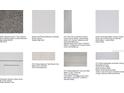 Selection of interior finishes including carpet, quartz countertops, tile, and door styles at 1797 Trailhead Ln, Zephyrhills, FL 33541