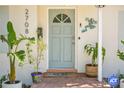 Close-up of the charming front door, featuring stylish decor and potted plants, creating an inviting entrance at 2708 5Th S St, St Petersburg, FL 33705
