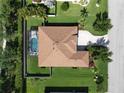Aerial view of a private home featuring a fenced backyard and a screened in pool at 12903 49Th E Ln, Parrish, FL 34219