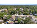An elevated perspective showcasing a neighborhood with lush greenery and diverse architectural styles at 1423 W Wood St, Tampa, FL 33604