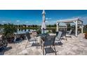 Enjoy outdoor living with this patio set overlooking a serene lake and manicured landscaping at 12315 Dora Trail, Parrish, FL 34219