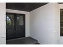 The front of the home has a decorative double door entry with adjacent modern white exterior walls at 2105 Curry Rd, Lutz, FL 33549