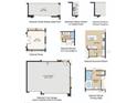 Selection of floor plan options for customization, including kitchen, garage, bath, and study layouts at 1880 Longliner Loop, Wesley Chapel, FL 33543