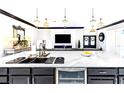 Bright, open kitchen with a marble island, black cabinets, and stainless steel appliances at 2332 Dekan Ln, Land O Lakes, FL 34639