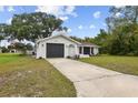 Charming single-story home boasts a modern exterior with a well-maintained front yard at 8512 Longboat Ln, Hudson, FL 34667