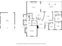 Detailed floor plan showcasing layout of the house, including the kitchen, bedrooms, living spaces, and outdoor areas at 6718 Watson Rd, Riverview, FL 33578