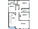 Second floor layout featuring bedrooms, bathrooms, and a retreat area for flexible living at 28764 Jujube Rd, Wesley Chapel, FL 33543