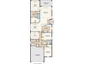 Layout of the home, featuring an open-concept kitchen, great room, dining, 3 beds, 2 baths and a 2 car garage at 29536 Zupetta Ln, Wesley Chapel, FL 33545