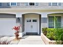 Inviting entryway with double doors, manicured landscaping, and a welcoming ambiance for visitors and residents alike at 12525 Sparkleberry Rd, Tampa, FL 33626