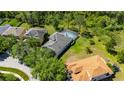 An aerial view of the home showcasing its pool, landscaping, and neighborhood setting at 21744 Waverly Shores Ln, Land O Lakes, FL 34637