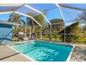 Screened-in pool area with a BBQ grill and a clear view of the backyard landscaping at 3500 Gussie St, Punta Gorda, FL 33950